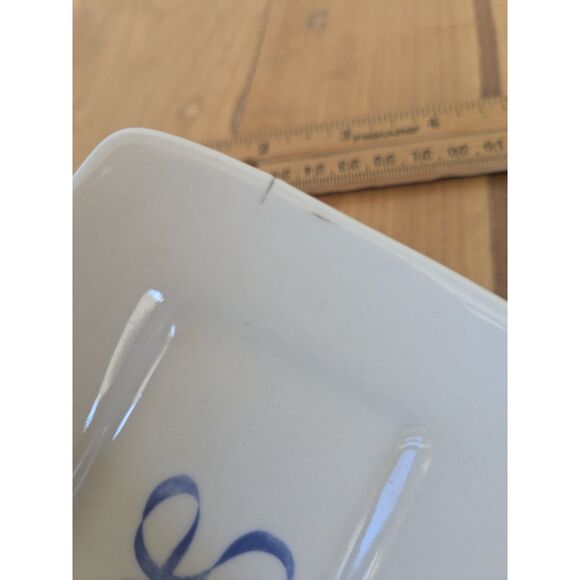 Fishs Eddy Rectangular Ceramic Butter Dish with Sweet Written in Blue - Picture 3 of 5